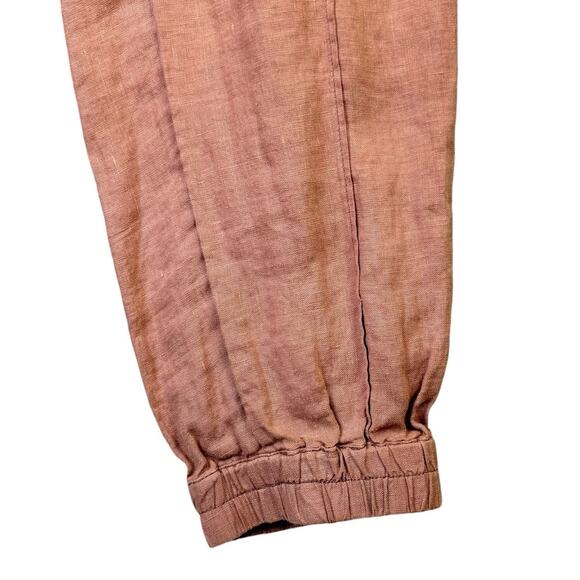 Cynthia Rowley 100% Linen Tan Pull On Cropped Jogger Pants - Picture 5 of 7